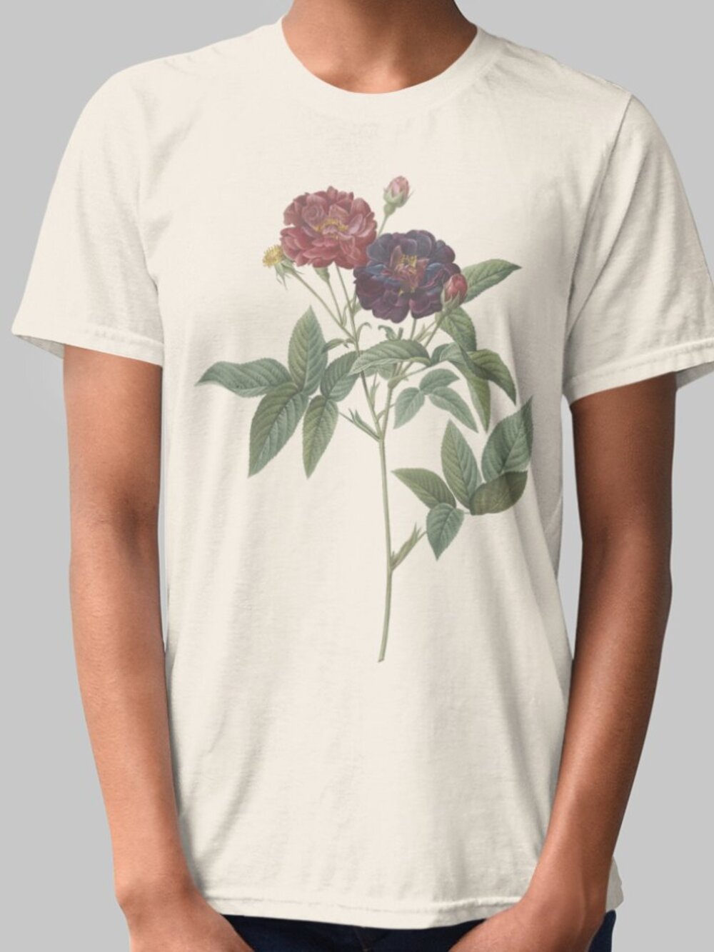 Rose Vintage Floral Print Short Sleeve Graphic Tee T-shirt S-XXL